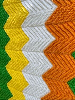 True Vintage Chevron Knit Throw in Green, Yellow, White, and Orange